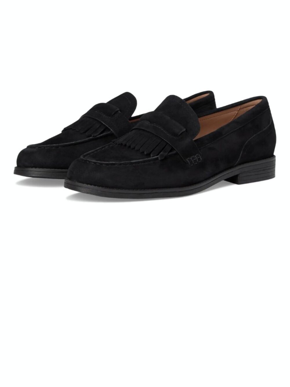 Cole Haan Black Nubuck Stassi Kiltie Fringe Slip On Loafer in Women's 10B - Picture 5 of 14